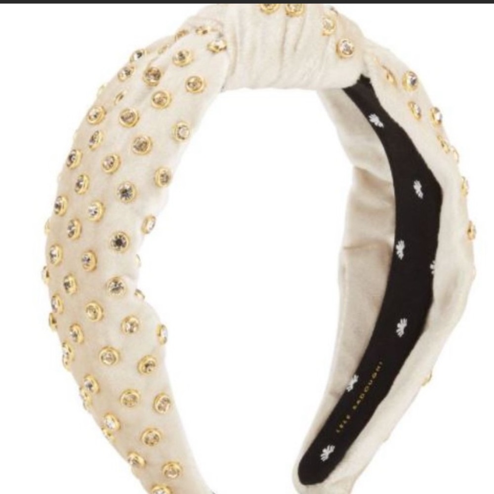 Lele Sadoughi Victoria ivory crystal knot headband